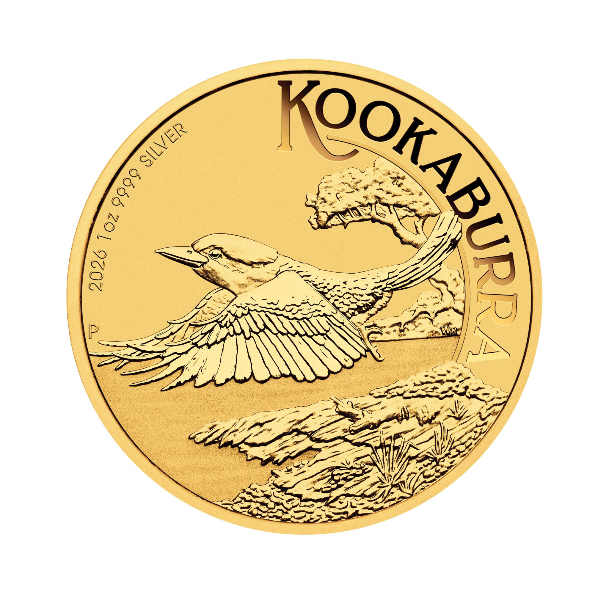 Perth Stamp and Coin Show Special Kookaburra 2026 1oz Silver Gold-Plated Coin in Card