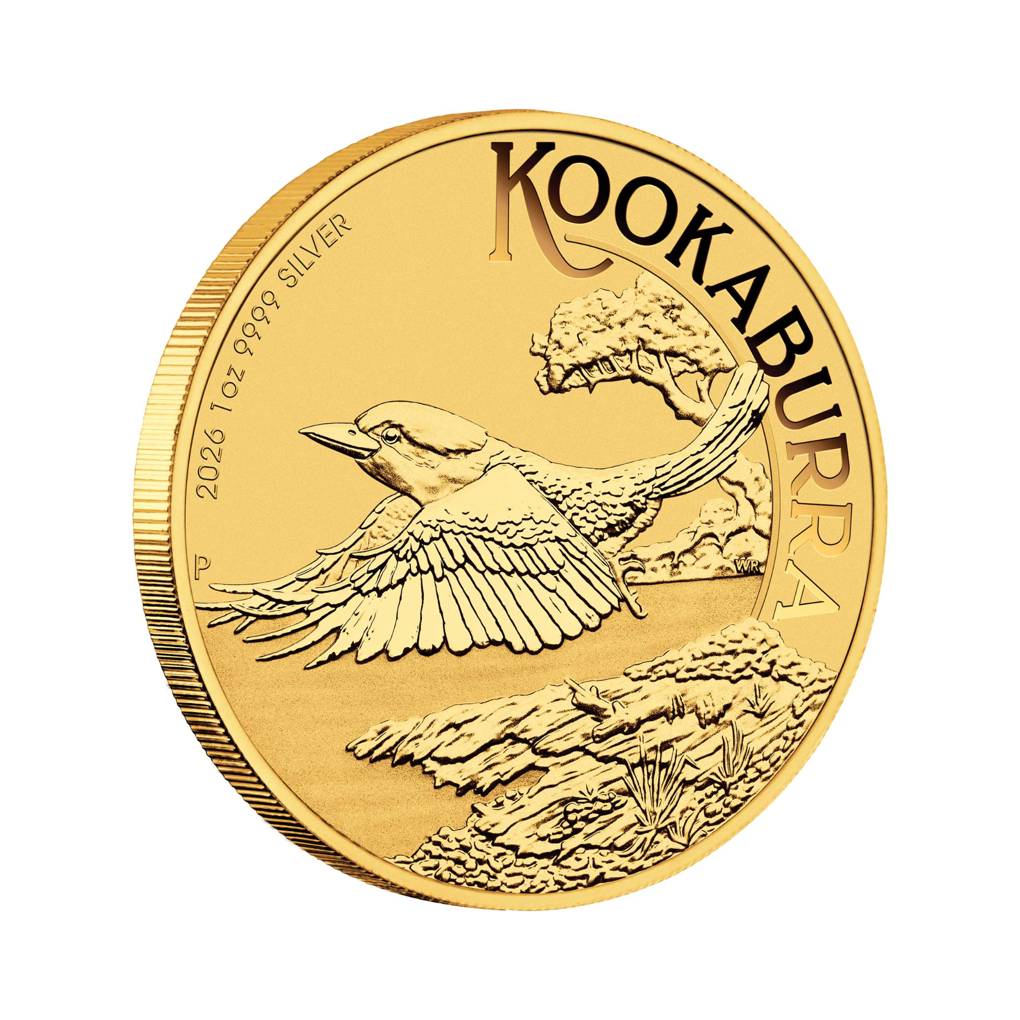Perth Stamp and Coin Show Special Kookaburra 2026 1oz Silver Gold-Plated Coin in Card