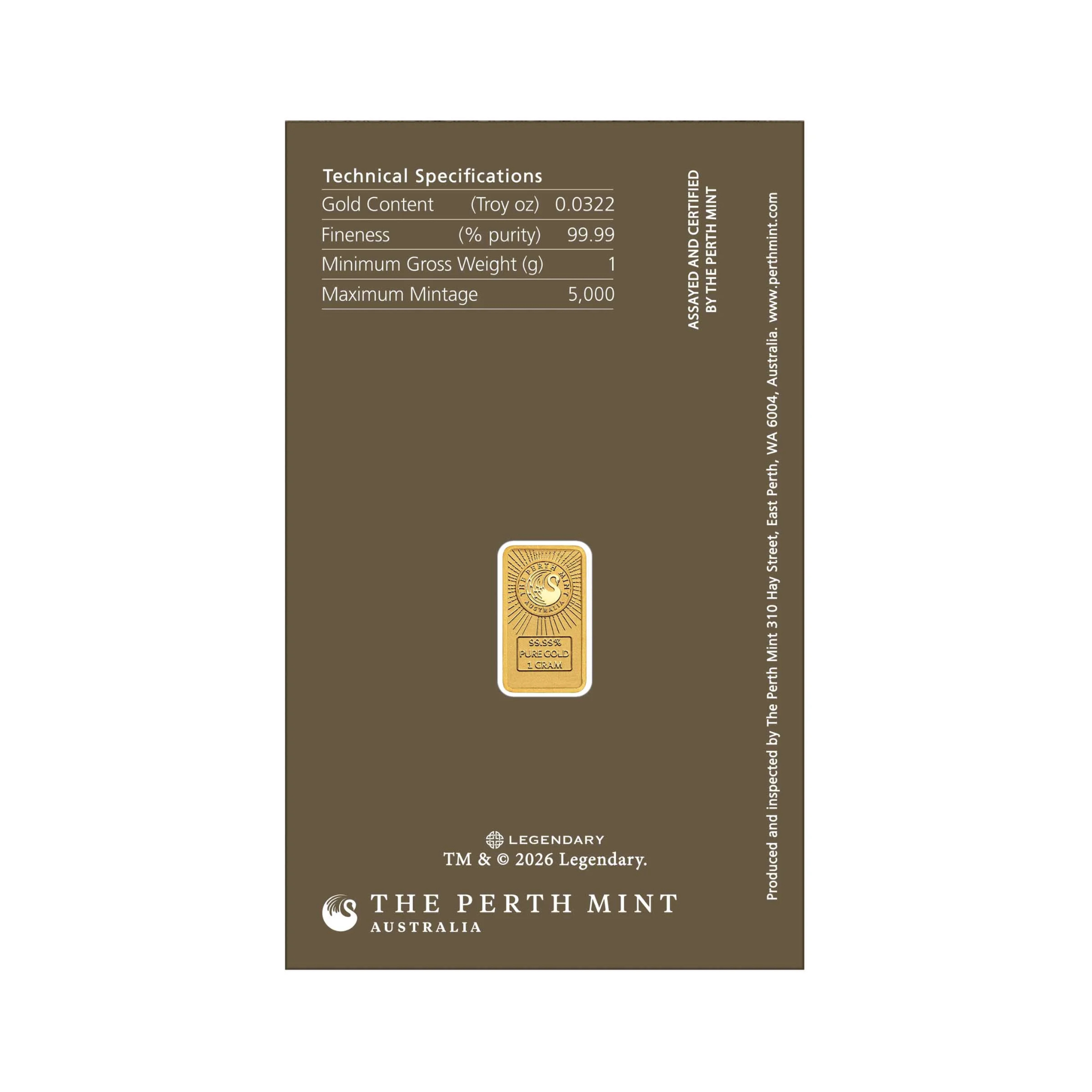 DUNE 1g Gold Minted Bar